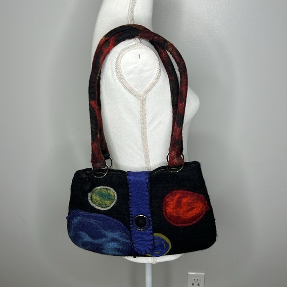 Rising Tide Felted Wool Purse Planets Black - Picture 12 of 14